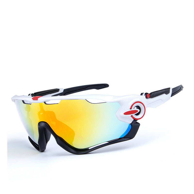 山地车骑行眼镜 橘白框+银钉+白黑脚套，户外运动的多面利器